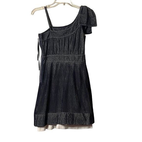 Marc By Marc Jacobs Eyelet One Shoulder Mini Dress in Navy Blue Women’s Size 2 - Picture 5 of 7